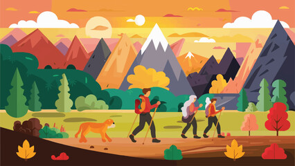 Discover the Majestic Beauty of Autumn: Vibrant Mountain Hiking Vectors