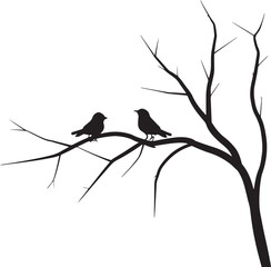 birds sitting on tree Silhouette Vector