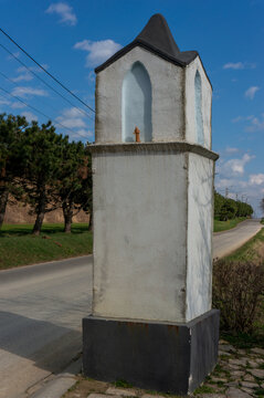 Roadside chapel (pillar) dedicated to Saint John of Nepomuk (Jana Nepomucen), it was probably built by miners of calamine mine in the mid-19th century. Imielin, Poland.
