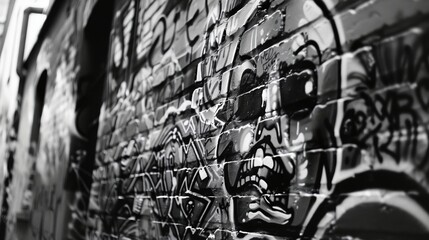 a wall with a bunch of graffiti on it - obrazy, fototapety, plakaty
