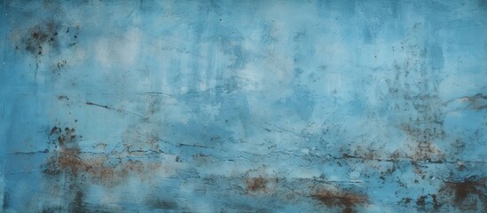 A closeup shot of a fluid electric blue wall with rust, resembling cumulus clouds in a freezing natural landscape. The pattern of rust adds a touch of natural material to the waterlike appearance