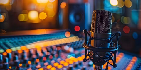 Microphone in a Recording Studio: Capturing Sound with Precision. Concept Recording Studio, Microphone Techniques, Audio Engineering, Sound Quality, Music Production