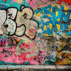 Urban Graffiti Art on Weathered Wall - Street Photography