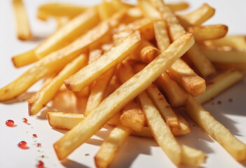 French fries pile on the white background