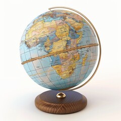 Global Education Symbol: Design a 3D-rendered globe or map icon to symbolize global education and the interconnectedness of learning across borders. Customize the globe with geographic details. - obrazy, fototapety, plakaty