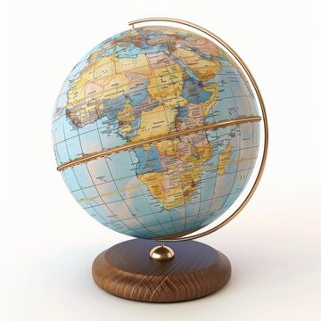 Global Education Symbol: Design a 3D-rendered globe or map icon to symbolize global education and the interconnectedness of learning across borders. Customize the globe with geographic details.