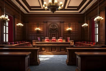 Papier Peint photo Lavable Pékin Classic Interior of BJ Courtroom Displaying Justice and Authority