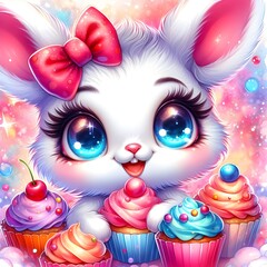 Fototapeta premium rabbit bunny cupcake