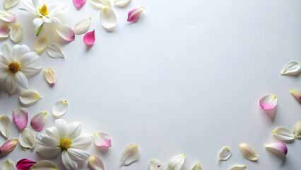 Fototapeta na wymiar White flowers on white background for presentation, wedding and decoration