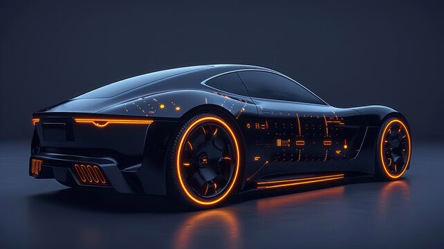 A futuristic electric car concept. Modern engineering technologies