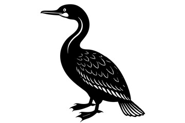 cormorant silhouette vector illustration - obrazy, fototapety, plakaty