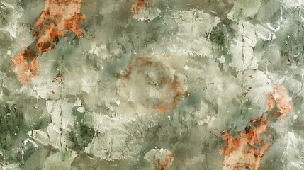 The richly textured grunge surface of the abstract fabric, combining rust-like orange and patina green, evokes a sense of urban decay and restlessness. - obrazy, fototapety, plakaty
