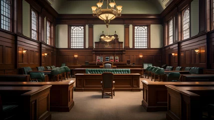 Papier Peint photo autocollant Pékin Classic Interior of BJ Courtroom Displaying Justice and Authority