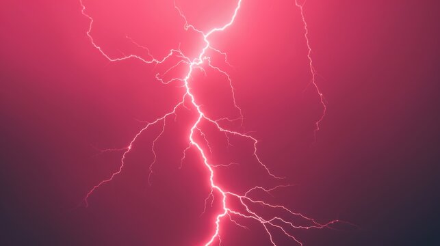  a close up of a lightning bolt on a pink and black background with a dark sky in the back ground.