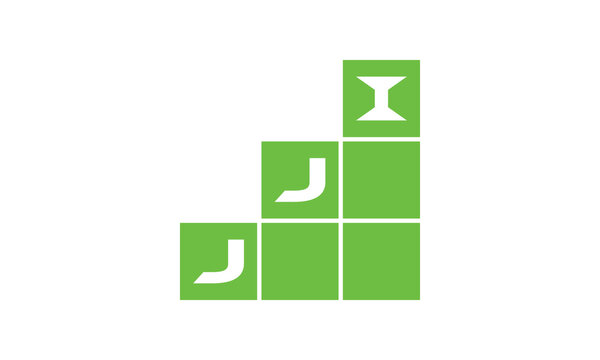 JJI initial letter financial logo design vector template. economics, growth, meter, range, profit, loan, graph, finance, benefits, economic, increase, arrow up, grade, grew up, topper, company, scale
