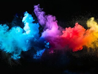 HOli Decorative Dye Splash, color powder explosion. Abstract colorful rainbow background with color splashes.