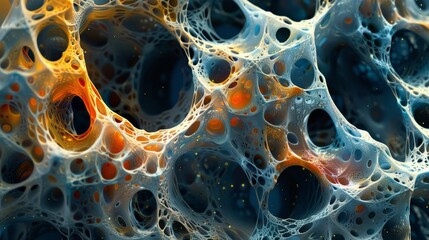 Detailed views of stunning organic cellular structures, featuring striking color contrasts, are ideal for educational, scientific content or microbiology-inspired designs.