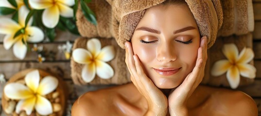 Obraz na płótnie Canvas Woman receiving a relaxing facial massage at a spa for rejuvenating beauty treatment