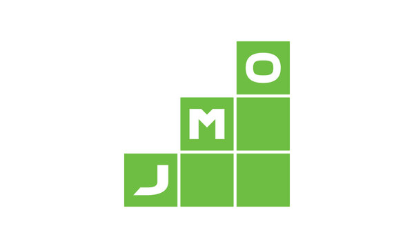 JMO initial letter financial logo design vector template. economics, growth, meter, range, profit, loan, graph, finance, benefits, economic, increase, arrow up, grade, grew up, topper, company, scale