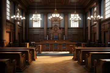 Papier Peint photo autocollant Pékin Classic Interior of BJ Courtroom Displaying Justice and Authority