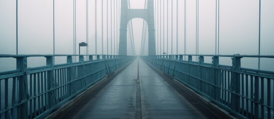 the suspension bridge disappeared in the mist
