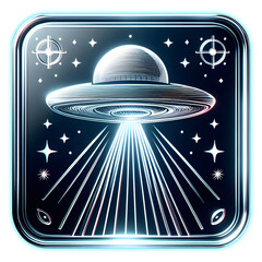 UFO logo illustration isolated on transparent background.