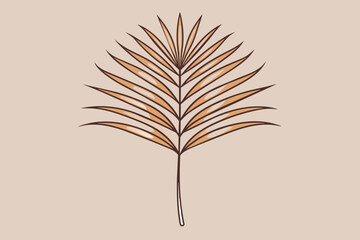 palm leaf in minimalist style line silhouette vector art illustration