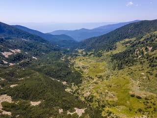 Naklejka na ściany i meble Aerial view of Pirin Mountain near Yalovarnika peak, Bulgaria