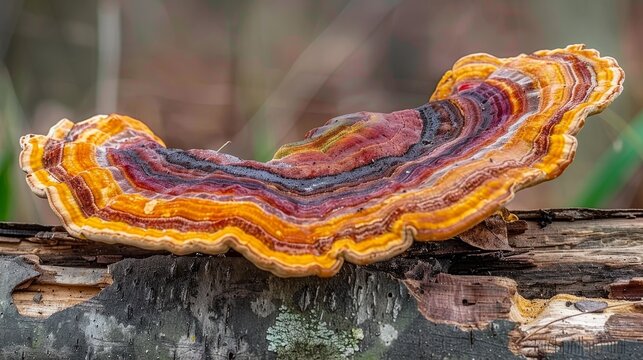 Reishi mushroom on gentle pastel background, highlighting the natural beauty of ganoderma lucidum