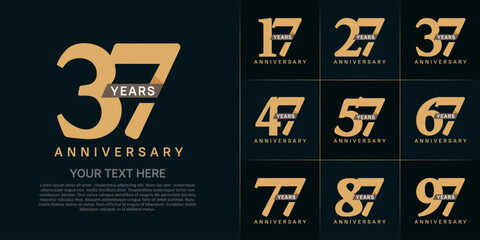 Set of Anniversary Logotype with brown ribbon, soft brown color can be use for special day celebration