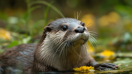 Fototapeta premium Otter, Lutra lutra in der Natur, Fischotter