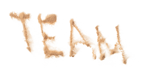 TEAM Text Word of Sand letter. Calligraphy of Sand flying explosion with TEAM text wording in alphabet english letter. White background Isolated throwing particle element object