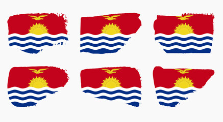 Kiribati flag collection with palette knife paint brush strokes grunge texture design. Grunge brush stroke effect set