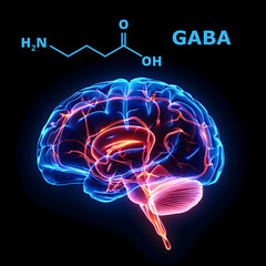 GABA (gamma-aminobutyric acid) molecule. Neurotransmitter.