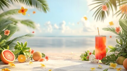 Sommer Foto Rahmen, Urlaub am tropischen Strand, Textfreiraum, Traumurlaub