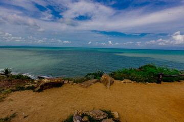  the background of the natural attractions of Khanom Sea, Ao Talet Wooden Bridgelk, you can walk...