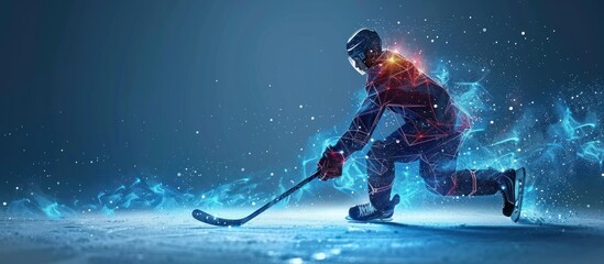Polygonal abstract ice hockey player
