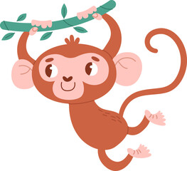 Monkey Hanging On Liana