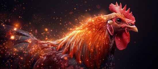 rooster in the form of a starry sky