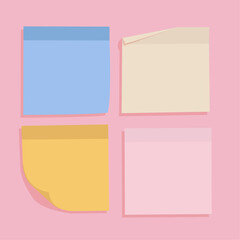 flat style post its top view aerial over transparent background