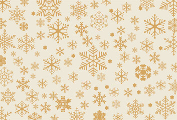 Golden Snowflakes set. Winter background with Snowflakes. Christmas background for greeting card. Snowflake, Xmas ornament or design. High quality illustration for reuse.
