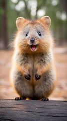 Shy But Joyous - A Blushing Quokka in its Natural Habitat Expressing Pure Happiness