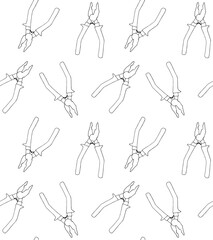 Vector seamless pattern of hand drawn doodle sketch outline pliers isolated on white background