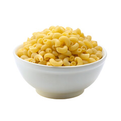 Macaroni in bowl isolated on transparent background.