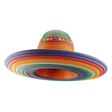 3D Illustration of a Cute Simple Cartoon Mexican Hat Sombrero Render for Design, Isolated on Transparent Background, PNG