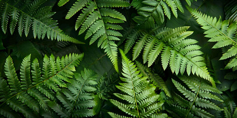 Fototapeta na wymiar green fern leaves in the forest. generative ai