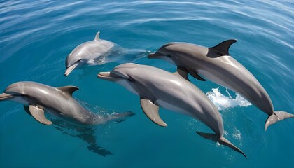 Fototapeta premium A Dolphin Swimming In A Pod With Its Companions