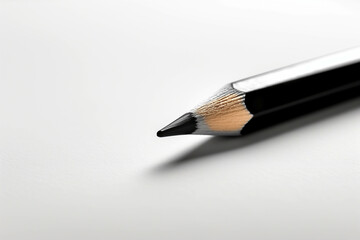 Fototapeta premium Image of a pencil resting on a white sheet of paper.