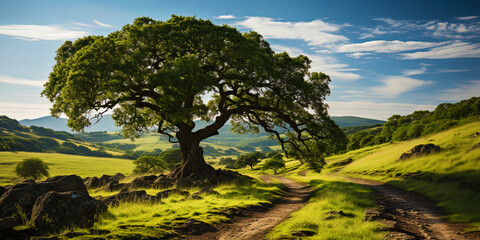 Obraz premium A noble oak, with a wise look, like an elder among other tree