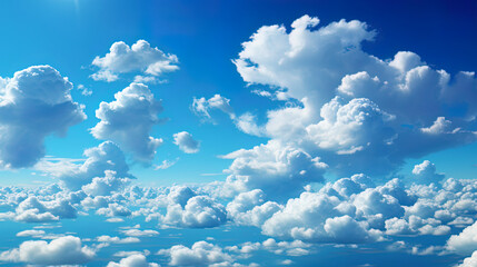 Fluffy clouds, like fluffy cubs, floating along the turquoise heavenly expan